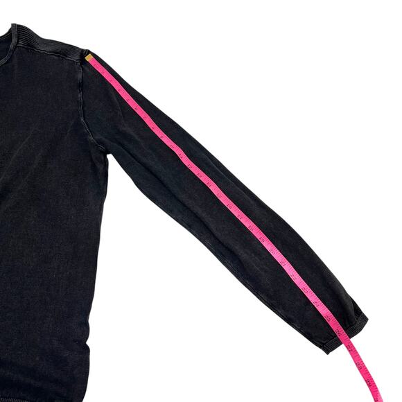 John Varvatos Mens Black Acid Wash Burnout Elbow Patch Cotton Sweater Sz L - Picture 9 of 10